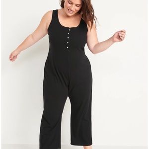 Old Navy Sleeveless Cropped Rib-Knit Henley Lounge Jumpsuit for Women